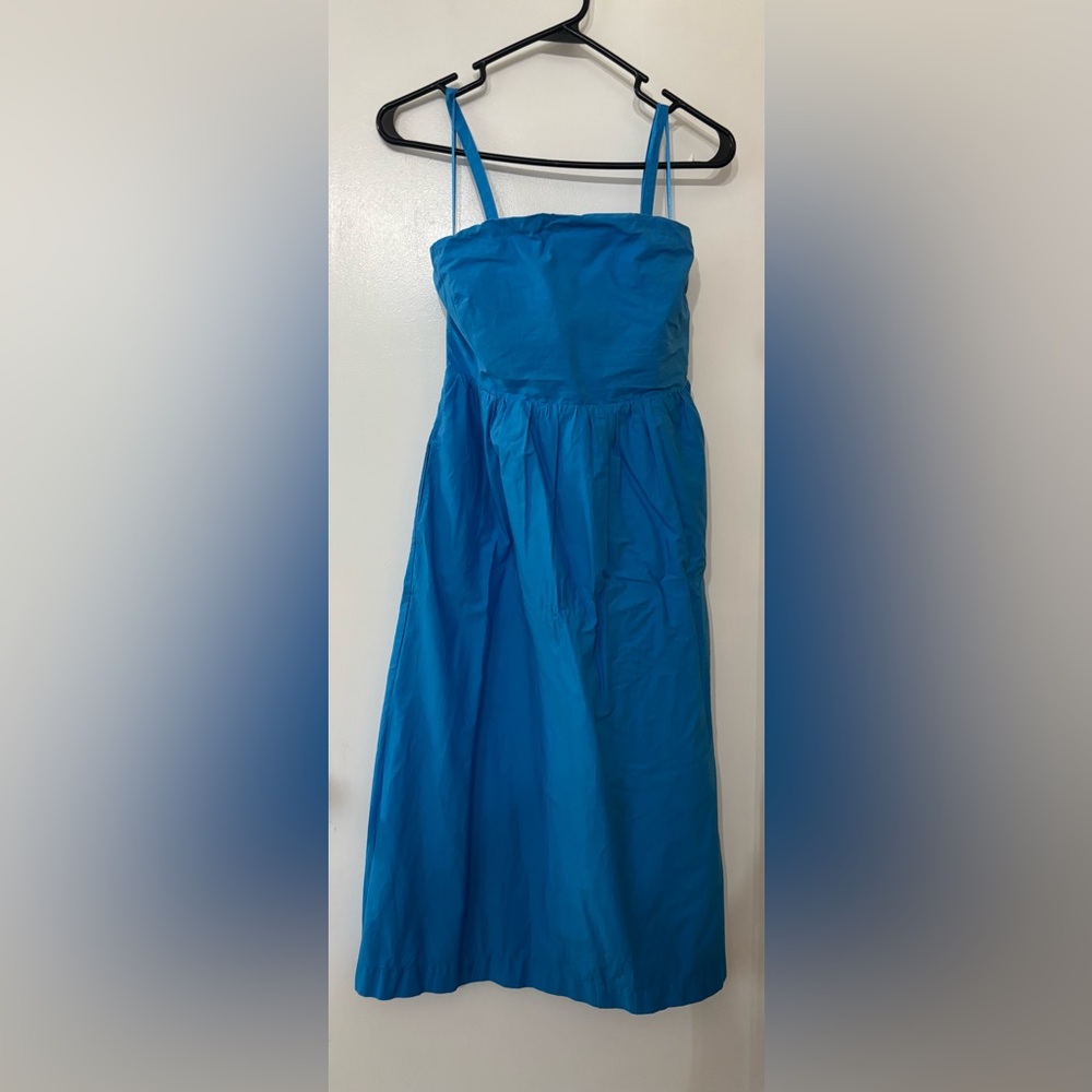 Joie Women Blue Strapless Cotton Midi Dress Size 6 Summer